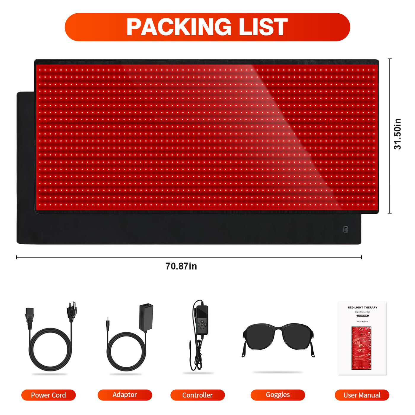 Rødlysmåtte med rødt og nærinfrarødt lys (650nm / 850nm) SINGLE